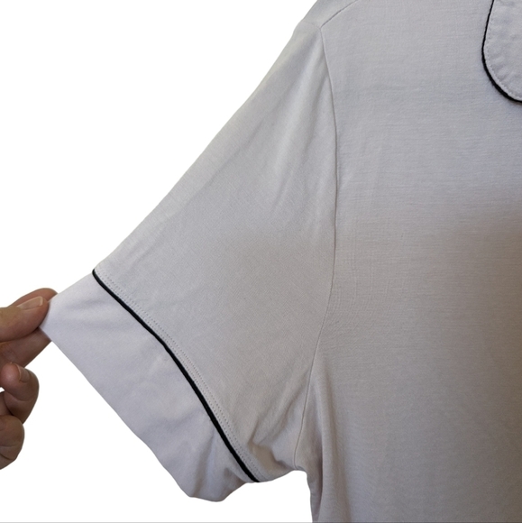 Eberjey light pink with black piping pajama top sz S - Picture 2 of 6